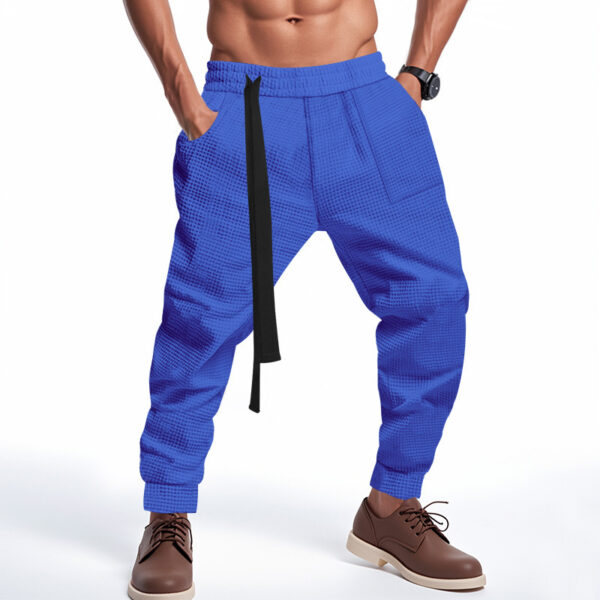 Men's Casual Pants Solid Waffle Male Hip Hop Streetwear Track Pants Joggers Trousers Fashion Harajuku Men Pants - Image 4
