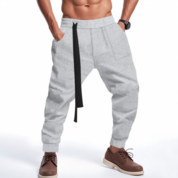 Men's Casual Pants Solid Waffle Male Hip Hop Streetwear Track Pants Joggers Trousers Fashion Harajuku Men Pants - Image 7