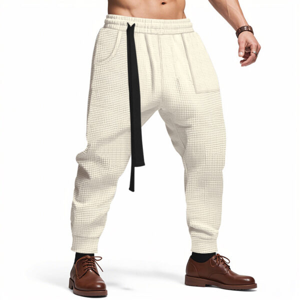 Men's Casual Pants Solid Waffle Male Hip Hop Streetwear Track Pants Joggers Trousers Fashion Harajuku Men Pants - Image 6