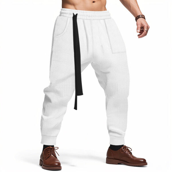 Men's Casual Pants Solid Waffle Male Hip Hop Streetwear Track Pants Joggers Trousers Fashion Harajuku Men Pants - Image 8