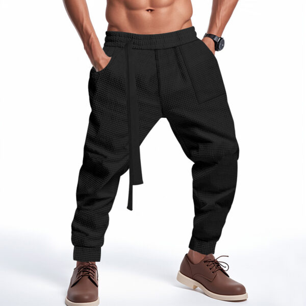 Men's Casual Pants Solid Waffle Male Hip Hop Streetwear Track Pants Joggers Trousers Fashion Harajuku Men Pants - Image 10