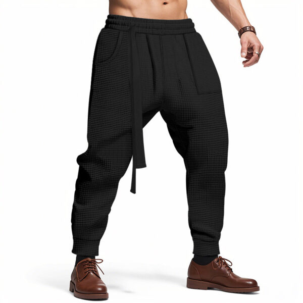 Men's Casual Pants Solid Waffle Male Hip Hop Streetwear Track Pants Joggers Trousers Fashion Harajuku Men Pants - Image 5