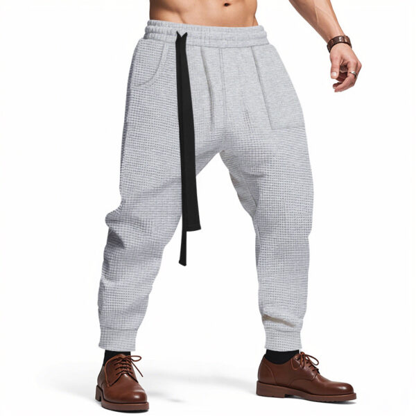 Men's Casual Pants Solid Waffle Male Hip Hop Streetwear Track Pants Joggers Trousers Fashion Harajuku Men Pants - Image 9