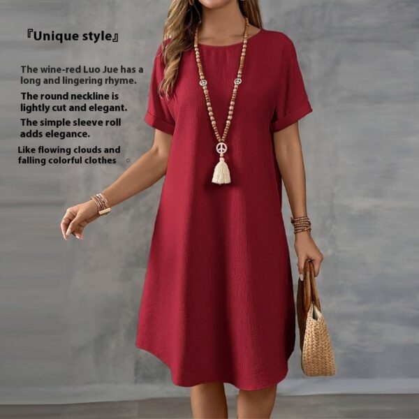 Round Neck Short Sleeve Loose Women's Wear Dress - Image 7