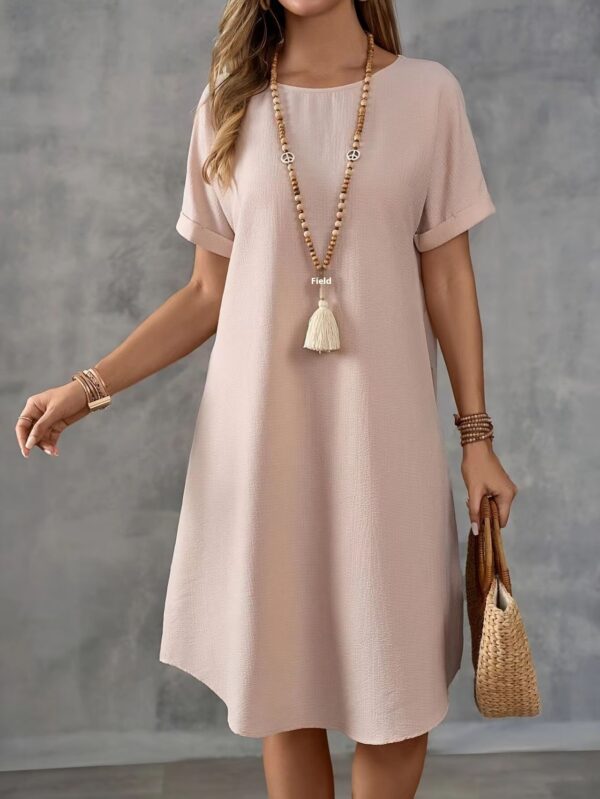 Round Neck Short Sleeve Loose Women's Wear Dress - Image 5