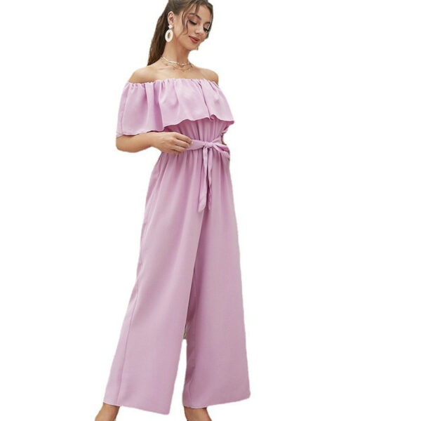 Women's Lace-up Cropped Short-sleeved Wide-leg Pants - Image 4