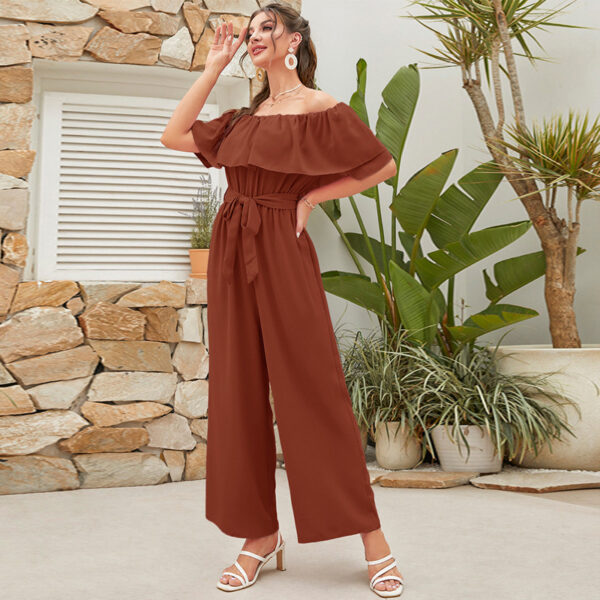 Women's Lace-up Cropped Short-sleeved Wide-leg Pants - Image 2