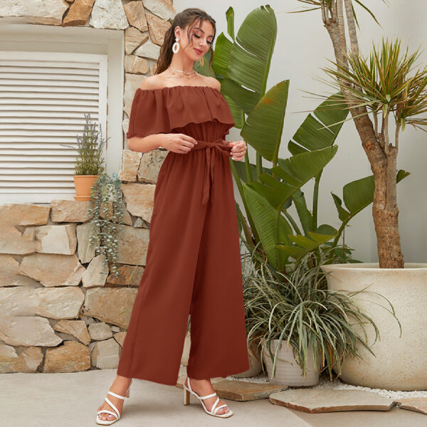 Women's Lace-up Cropped Short-sleeved Wide-leg Pants - Image 5