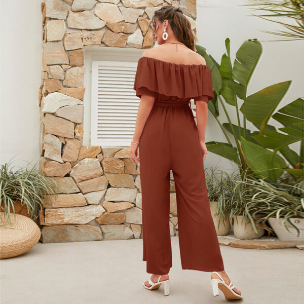 Women's Lace-up Cropped Short-sleeved Wide-leg Pants - Image 3